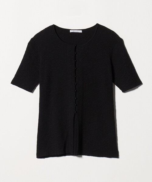 BEAUTY&YOUTH UNITED ARROWS(ビューティーアンドユースユナイテッドアローズ)の「麻ブレンド スラブ フロントボタン ショートスリーブ カーディガン ウォッシャブル(カーディガン/ボレロ・レディース・オフホワイト/ライトブルー/ブラック・FREE)」の13枚目の写真