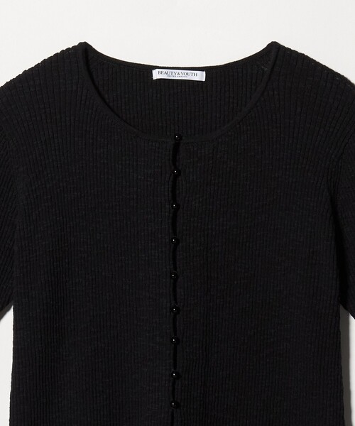 BEAUTY&YOUTH UNITED ARROWS(ビューティーアンドユースユナイテッドアローズ)の「麻ブレンド スラブ フロントボタン ショートスリーブ カーディガン ウォッシャブル(カーディガン/ボレロ・レディース・オフホワイト/ライトブルー/ブラック・FREE)」の14枚目の写真