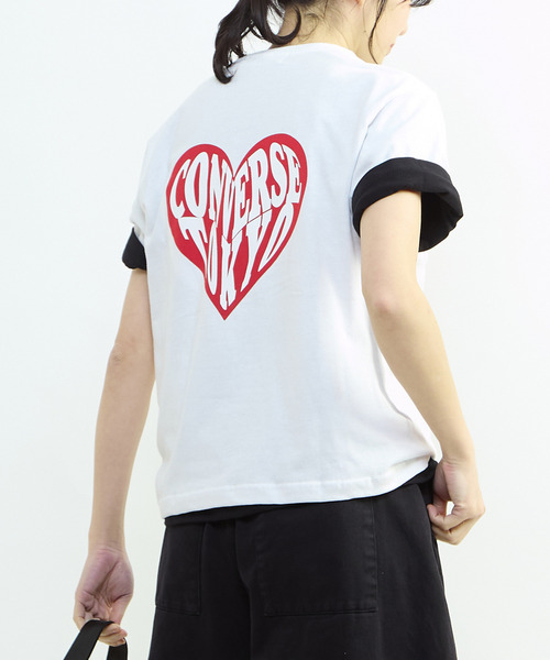CONVERSE TOKYO(コンバーストウキョウ)の「HEART LOGO BACK PRINT TEE(Tシャツ/カットソー・レディース・ピンク/ホワイト/ブラック・FREE)」の2枚目の写真