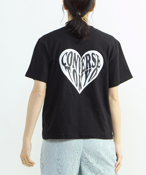 CONVERSE TOKYO(コンバーストウキョウ)の「HEART LOGO BACK PRINT TEE(Tシャツ/カットソー・レディース・ピンク/ホワイト/ブラック・FREE)」の1枚目の写真