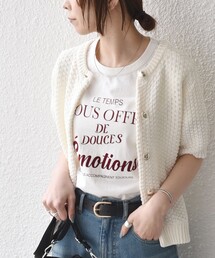 SHIPS Colors:〈手洗い可能〉リンクス ステッチ 5分袖 ニット ジャケット◇