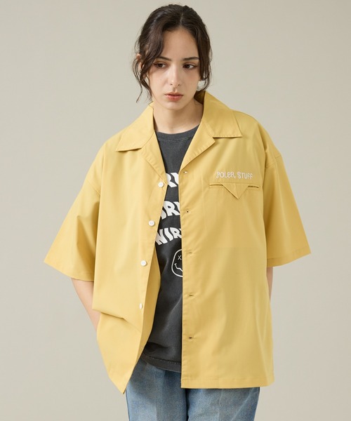 POLeR（ポーラー）の「【POLeR/ポーラー】TOURIST SHIRT2/スーベニア/ボーリング/6分袖開襟シャツ（シャツ/ブラウス・メンズ・ベージュ/ネイビー/マスタード・M/L）」の3枚目の写真