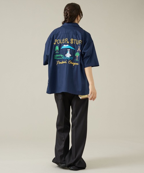 POLeR（ポーラー）の「【POLeR/ポーラー】TOURIST SHIRT2/スーベニア/ボーリング/6分袖開襟シャツ（シャツ/ブラウス・メンズ・ベージュ/ネイビー/マスタード・M/L）」の5枚目の写真