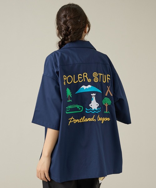 POLeR（ポーラー）の「【POLeR/ポーラー】TOURIST SHIRT2/スーベニア/ボーリング/6分袖開襟シャツ（シャツ/ブラウス・メンズ・ベージュ/ネイビー/マスタード・M/L）」の6枚目の写真