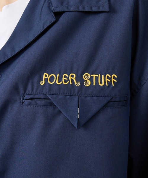 POLeR（ポーラー）の「【POLeR/ポーラー】TOURIST SHIRT2/スーベニア/ボーリング/6分袖開襟シャツ（シャツ/ブラウス・メンズ・ベージュ/ネイビー/マスタード・M/L）」の9枚目の写真