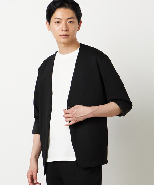 COMME CA ISM(コムサイズム)の「【セットアップ対応】ダンボールニット ノーカラージャケット(ノーカラージャケット・メンズ・チャコール/ブラック・SMALL/MEDIUM/LARGE)」の10枚目の写真