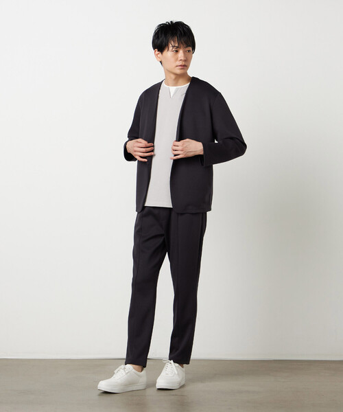 COMME CA ISM(コムサイズム)の「【セットアップ対応】ダンボールニット ノーカラージャケット(ノーカラージャケット・メンズ・チャコール/ブラック・SMALL/MEDIUM/LARGE)」の11枚目の写真