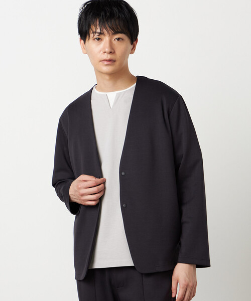 COMME CA ISM(コムサイズム)の「【セットアップ対応】ダンボールニット ノーカラージャケット(ノーカラージャケット・メンズ・チャコール/ブラック・SMALL/MEDIUM/LARGE)」の13枚目の写真