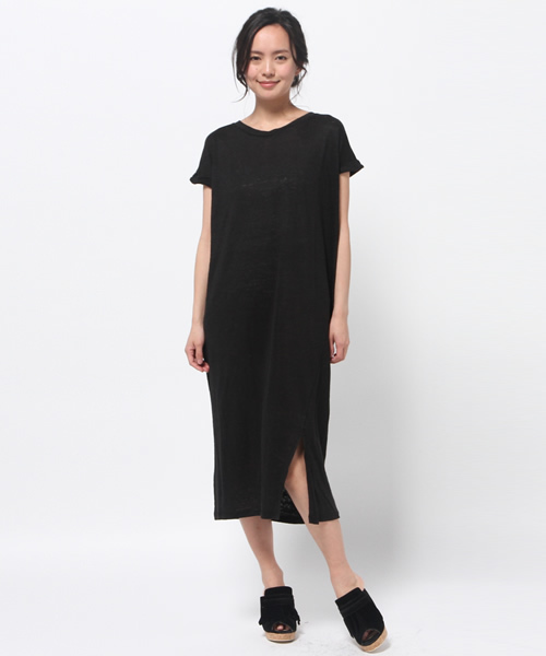 OUTLET（アウトレット）の「【Discoat Parisien】ガーゼ天竺スリット入リマキシOP（ワンピース・レディース・キャメル/杢グレー/スミクロ・FREE）」の2枚目の写真