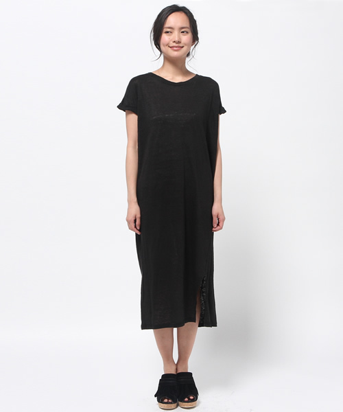 OUTLET（アウトレット）の「【Discoat Parisien】ガーゼ天竺スリット入リマキシOP（ワンピース・レディース・キャメル/杢グレー/スミクロ・FREE）」の4枚目の写真