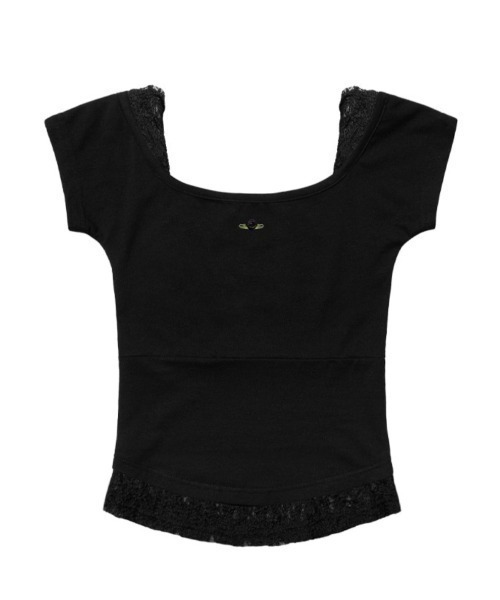 FANCY CLUB(ファンシークラブ)の「【FANCY CLUB】 LACE SQUARE NECK TOP / 【ファンシークラブ】レーススクエアネックレイヤード半袖Tシャツ(Tシャツ/カットソー・レディース・グレー/ブラック・ONE SIZE)」の15枚目の写真