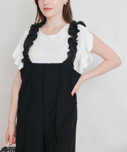 PICCIN PERLA（ピッチンペルラ）の「パールストッパーギャザーストラップサロペット（サロペット/オーバーオール・レディース・ブラック・M）」の3枚目の写真
