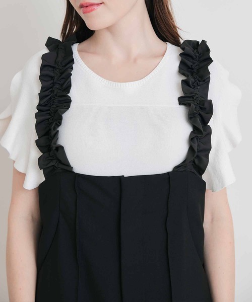 PICCIN PERLA（ピッチンペルラ）の「パールストッパーギャザーストラップサロペット（サロペット/オーバーオール・レディース・ブラック・M）」の9枚目の写真