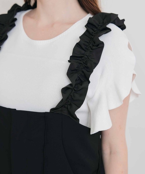PICCIN PERLA（ピッチンペルラ）の「パールストッパーギャザーストラップサロペット（サロペット/オーバーオール・レディース・ブラック・M）」の10枚目の写真