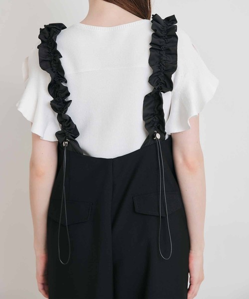 PICCIN PERLA（ピッチンペルラ）の「パールストッパーギャザーストラップサロペット（サロペット/オーバーオール・レディース・ブラック・M）」の14枚目の写真