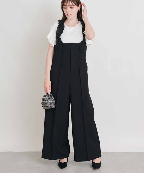 PICCIN PERLA（ピッチンペルラ）の「パールストッパーギャザーストラップサロペット（サロペット/オーバーオール・レディース・ブラック・M）」の2枚目の写真