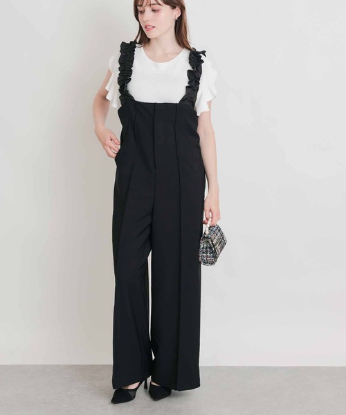 PICCIN PERLA（ピッチンペルラ）の「パールストッパーギャザーストラップサロペット（サロペット/オーバーオール・レディース・ブラック・M）」の8枚目の写真