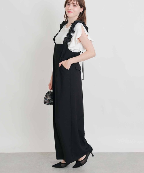 PICCIN PERLA（ピッチンペルラ）の「パールストッパーギャザーストラップサロペット（サロペット/オーバーオール・レディース・ブラック・M）」の5枚目の写真