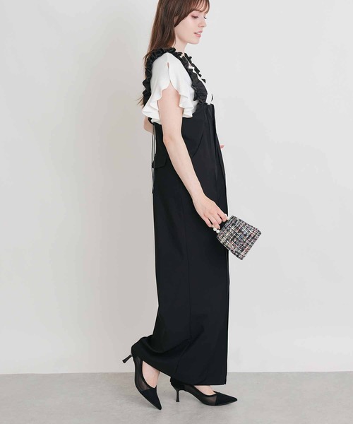PICCIN PERLA（ピッチンペルラ）の「パールストッパーギャザーストラップサロペット（サロペット/オーバーオール・レディース・ブラック・M）」の7枚目の写真
