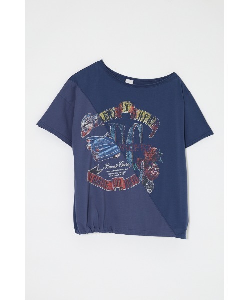 MOUSSY(マウジー)の「REMAKE LIKE ONE SHOULDER Tシャツ(Tシャツ/カットソー・レディース・オフホワイト/レッド/ブルー/ライトブラック・FREE)」の1枚目の写真