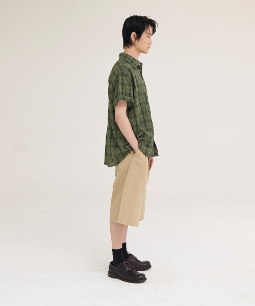 AKECII（アケシ）の「エルスモークチェック半袖シャツ_カーキ（シャツ/ブラウス・メンズ・その他・MEDIUM/LARGE）」の3枚目の写真