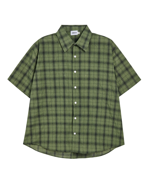 AKECII（アケシ）の「エルスモークチェック半袖シャツ_カーキ（シャツ/ブラウス・メンズ・その他・MEDIUM/LARGE）」の5枚目の写真