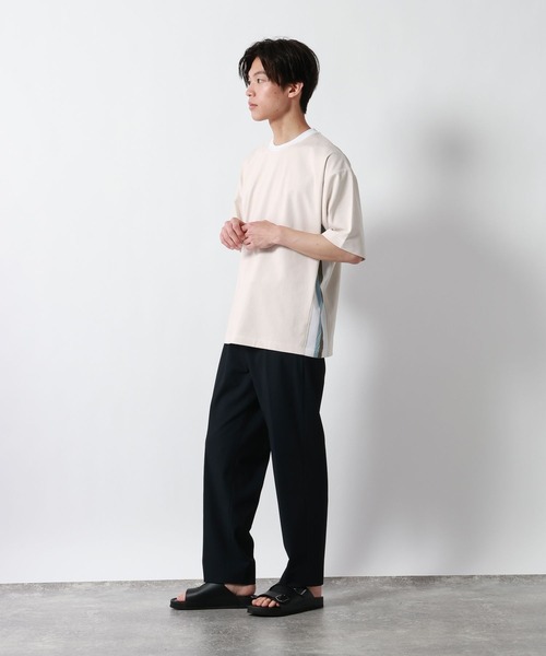 GLOBAL WORK（グローバルワーク）の「ポンチラインTシャツ/半袖/877727（Tシャツ/カットソー・メンズ・ネイビー/アイボリー/モカ・X-LARGE/LARGE/MEDIUM/SMALL）」の12枚目の写真