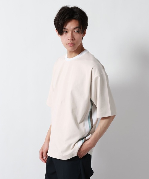 GLOBAL WORK（グローバルワーク）の「ポンチラインTシャツ/半袖/877727（Tシャツ/カットソー・メンズ・ネイビー/アイボリー/モカ・X-LARGE/LARGE/MEDIUM/SMALL）」の15枚目の写真