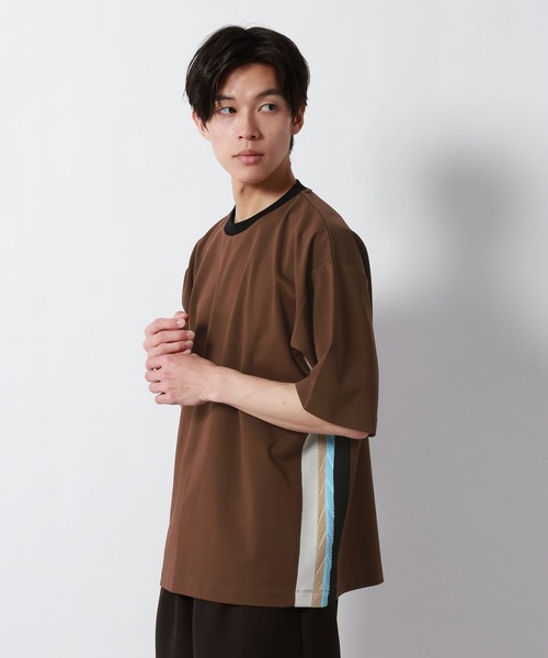 GLOBAL WORK（グローバルワーク）の「ポンチラインTシャツ/半袖/877727（Tシャツ/カットソー・メンズ・ネイビー/アイボリー/モカ・X-LARGE/LARGE/MEDIUM/SMALL）」の9枚目の写真