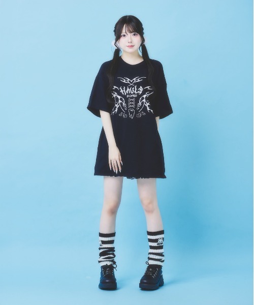 Hauls(ハウルズ)の「てらじ×Hauls コラボBIGTEE②(Tシャツ/カットソー・レディース・ホワイト/ブラック・FREE)」の4枚目の写真