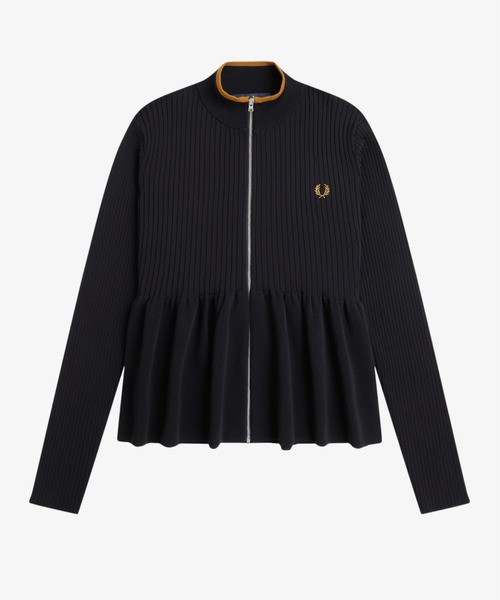 FRED PERRY(フレッドペリー)の「Zip-Through Peplum Cardigan/ジップスルーペプラムカーディガン(カーディガン/ボレロ・レディース・ブラック・10)」の4枚目の写真