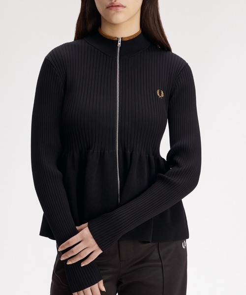 FRED PERRY(フレッドペリー)の「Zip-Through Peplum Cardigan/ジップスルーペプラムカーディガン(カーディガン/ボレロ・レディース・ブラック・10)」の12枚目の写真