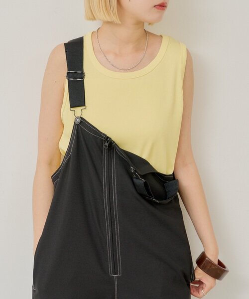 WHIMSIC(ウィムジック)の「【UNISEX/2サイズ展開】リブタンクトップ(タンクトップ・メンズ・パープル/イエロー/チャコールグレー/ホワイト・2/1)」の4枚目の写真