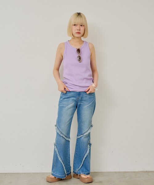 WHIMSIC(ウィムジック)の「【UNISEX/2サイズ展開】リブタンクトップ(タンクトップ・メンズ・パープル/イエロー/チャコールグレー/ホワイト・2/1)」の20枚目の写真