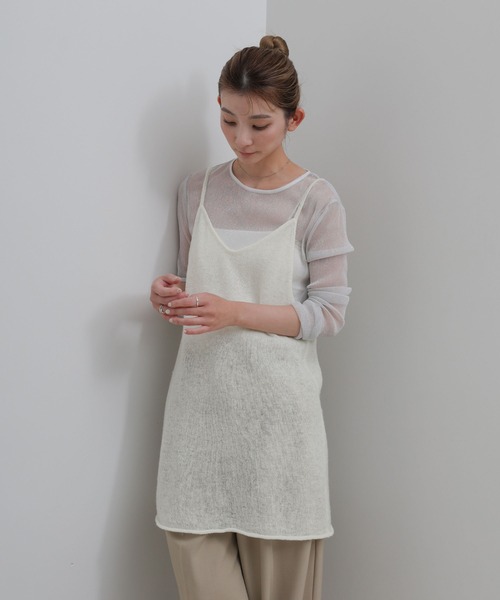 select MOCA(セレクトモカ)の「モヘアライクキャミチュニック(ベスト・レディース・ホワイト/ブラック/グレイッシュベージュ・FREE)」の7枚目の写真