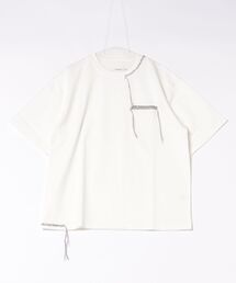 /ATELANE/ストレッチポンチ フラワープリント、ハンドステッチ、S/S Tee