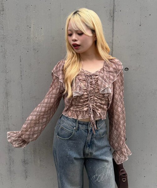 continuer de NICE CLAUP（コンティニューデナイスクラップ）の「ラッフルボレロ&キャミset（シャツ/ブラウス・レディース・ブラック/ブラウン/ピンク/ベージュ系その他/ブルー系その他・FREE）」の6枚目の写真
