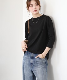 無地コットン天竺7分袖Tシャツ