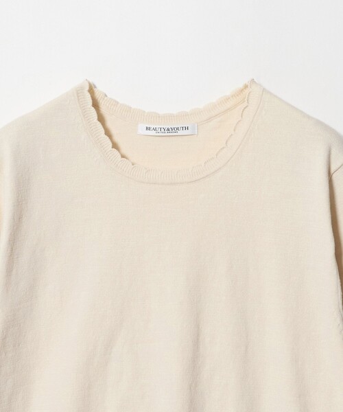 BEAUTY&YOUTH UNITED ARROWS(ビューティーアンドユースユナイテッドアローズ)の「コットンスラブ スカラップ ニットプルオーバー ウォッシャブル(ニット/セーター・レディース・オフホワイト/レッド/ブラック・FREE)」の9枚目の写真
