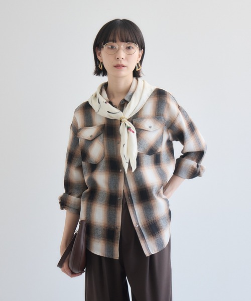 Paradise Picnic（パラダイスピクニック）の「33℃  チェックウエスタンライクシャツ（シャツ/ブラウス・レディース・ブラック/ベージュ・FREE）」の4枚目の写真