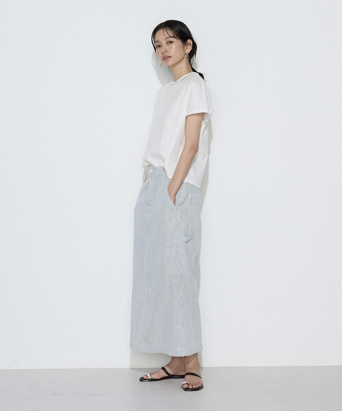 COMME CA Wardrobe（コムサワードローブ）の「〔 +サイズ 〕 ヒッコリー スカート（スカート・レディース・ホワイト・13号）」の2枚目の写真
