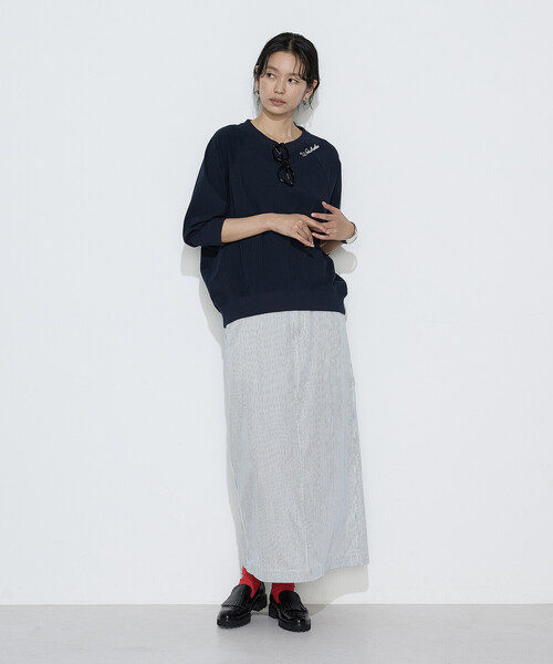 COMME CA Wardrobe（コムサワードローブ）の「〔 +サイズ 〕 ヒッコリー スカート（スカート・レディース・ホワイト・13号）」の3枚目の写真