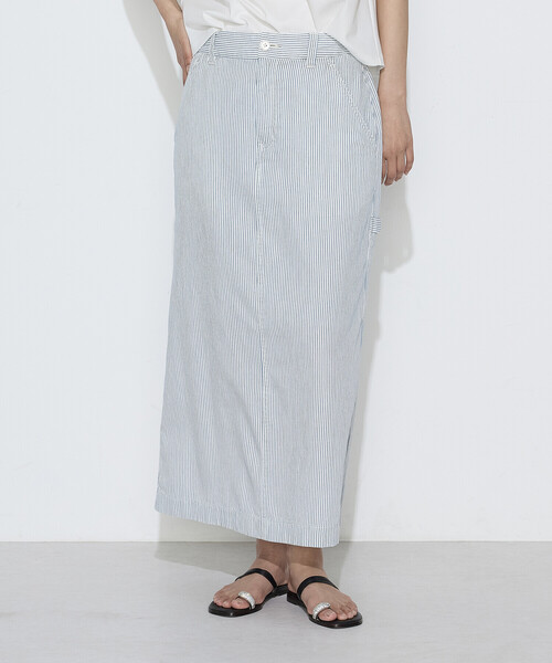 COMME CA Wardrobe（コムサワードローブ）の「〔 +サイズ 〕 ヒッコリー スカート（スカート・レディース・ホワイト・13号）」の4枚目の写真