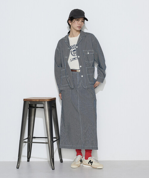 COMME CA Wardrobe（コムサワードローブ）の「〔 +サイズ 〕 ヒッコリー スカート（スカート・レディース・ホワイト・13号）」の7枚目の写真