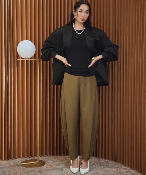 ELFRANK（エルフランク）の「【2026AW】【S～Lサイズ展開】サイドボックスプリーツカーブパンツ 洗える《着用動画あり》（その他パンツ・レディース・ブラック/キャメル/グレイッシュベージュ・S/M/L）」の14枚目の写真