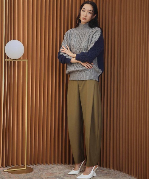 ELFRANK（エルフランク）の「【2026AW】【S～Lサイズ展開】サイドボックスプリーツカーブパンツ 洗える《着用動画あり》（その他パンツ・レディース・ブラック/キャメル/グレイッシュベージュ・S/M/L）」の15枚目の写真
