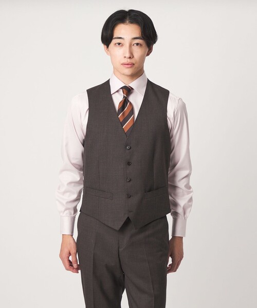 green label relaxing(グリーンレーベルリラクシング)の「REDA ハウンドトゥース スリム 5B スーツベスト(スーツベスト・メンズ・ダークブラウン/ダークグレー・50/44/48/42/46/52)」の2枚目の写真