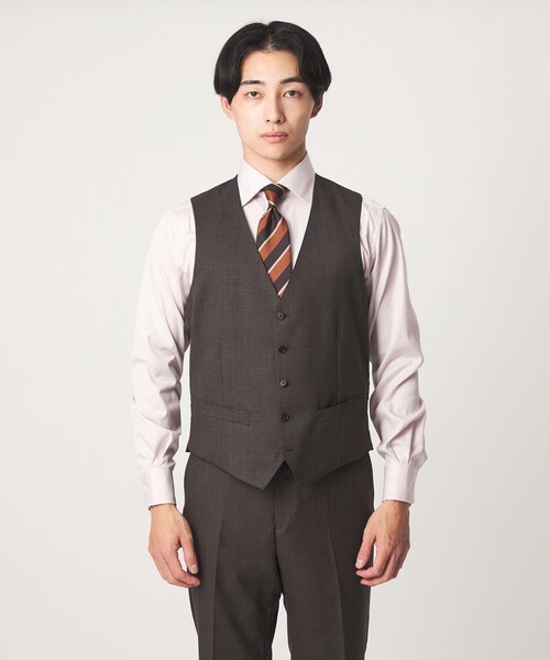 green label relaxing(グリーンレーベルリラクシング)の「REDA ハウンドトゥース スリム 5B スーツベスト(スーツベスト・メンズ・ダークブラウン/ダークグレー・50/44/48/42/46/52)」の7枚目の写真