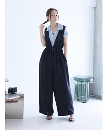 fifth | 【とらまめセレクト】胸元切り替え麻混ロンパース(つなぎ/オールインワン)