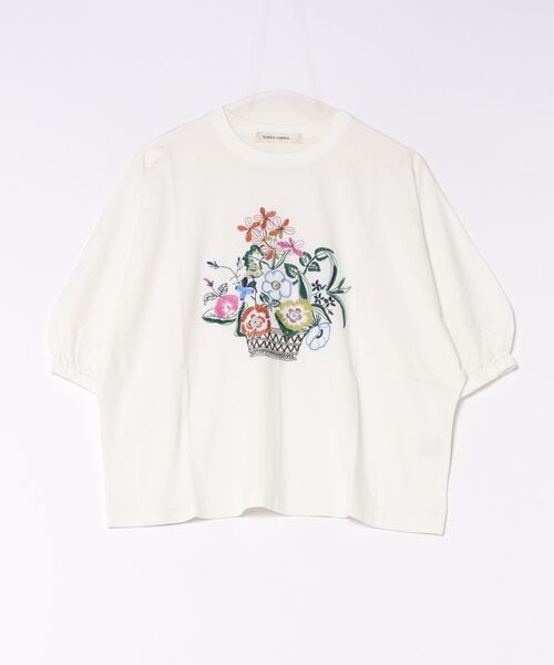 SUPER HAKKA（スーパーハッカ）の「野花のバスケット刺繍ドルマンスリーブカットソー（Tシャツ/カットソー・レディース・オフホワイト/グリーン/ブラック・FREE）」の5枚目の写真